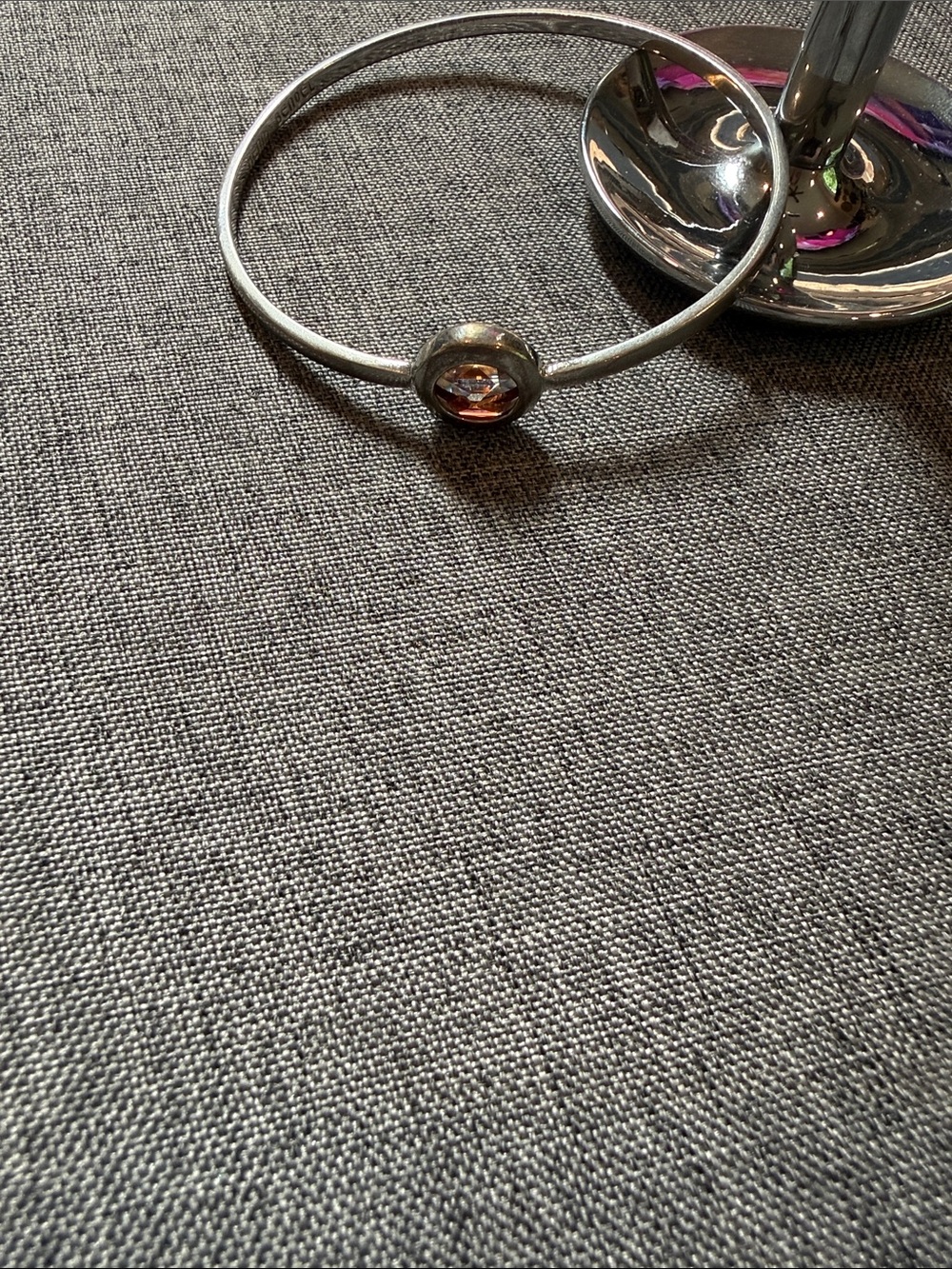 henri bendel bangle bracelet with smokey stone; ~8” wide